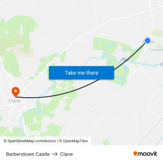Barberstown Castle to Clane map