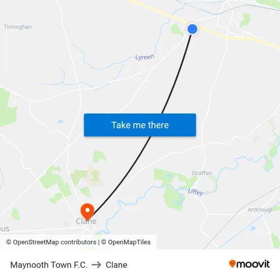 Maynooth Town F.C. to Clane map