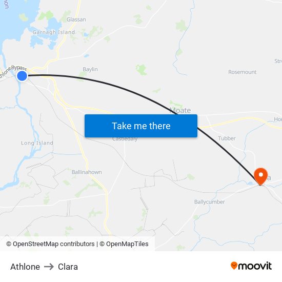 Athlone to Clara map