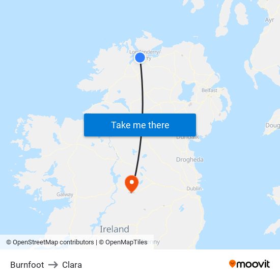 Burnfoot to Clara map