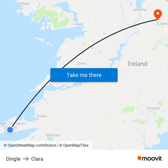 Dingle to Clara map