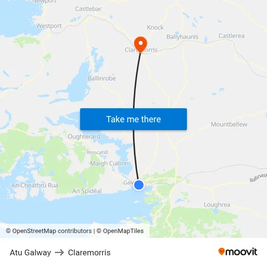 Atu Galway to Claremorris map