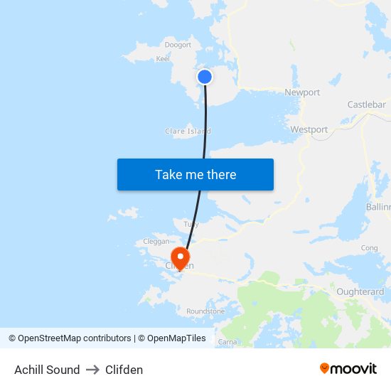Achill Sound to Clifden map