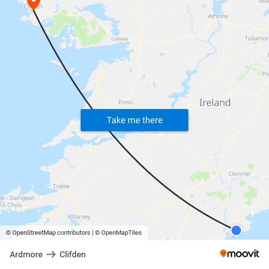 Ardmore to Clifden map