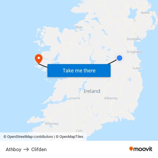 Athboy to Clifden map