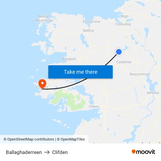 Ballaghaderreen to Clifden map