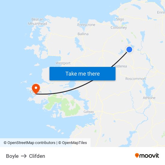 Boyle to Clifden map
