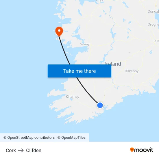 Cork to Clifden map