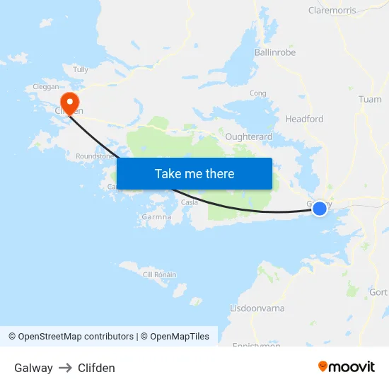 Galway to Clifden map