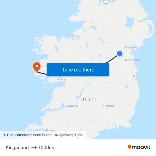 Kingscourt to Clifden map