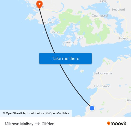 Miltown Malbay to Clifden map