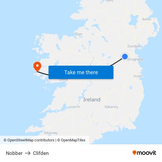 Nobber to Clifden map