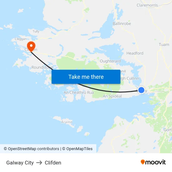 Galway City to Clifden map