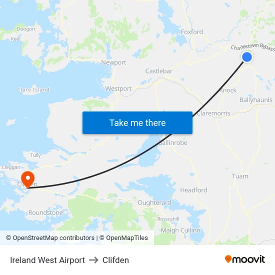 Ireland West Airport to Clifden map
