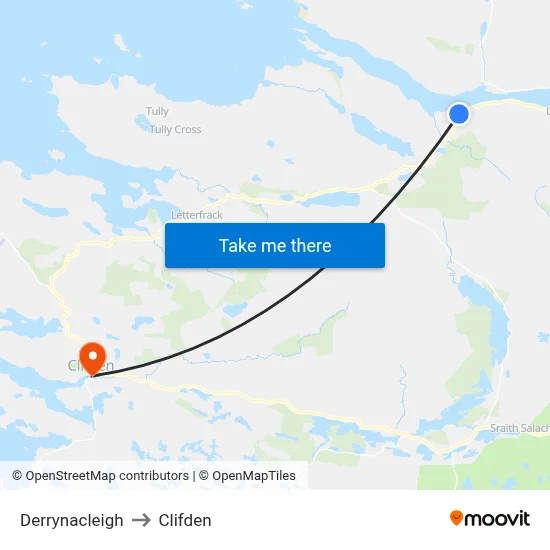 Derrynacleigh to Clifden map