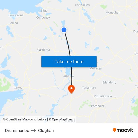 Drumshanbo to Cloghan map