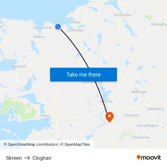 Skreen to Cloghan map