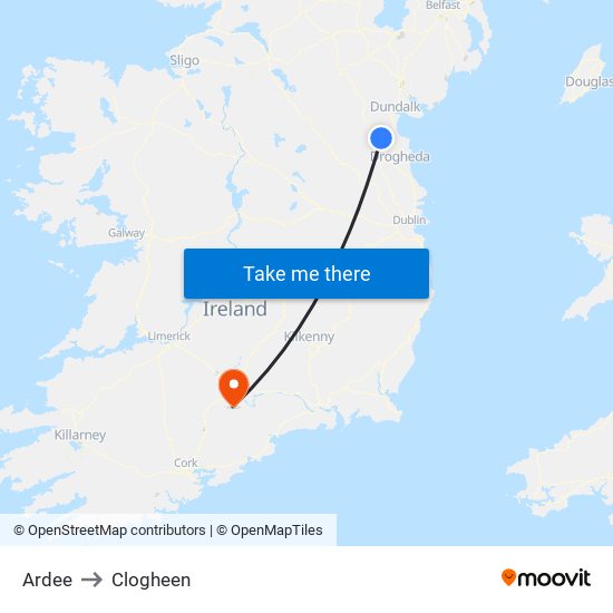 Ardee to Clogheen map