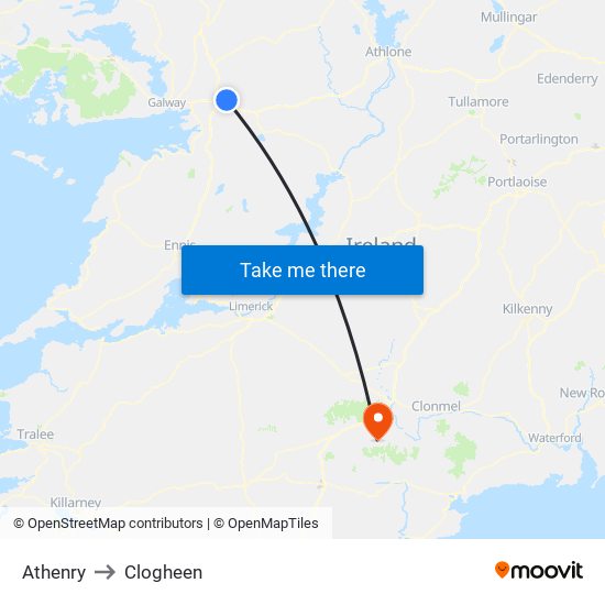 Athenry to Clogheen map