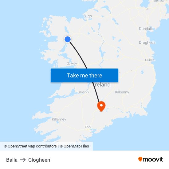 Balla to Clogheen map