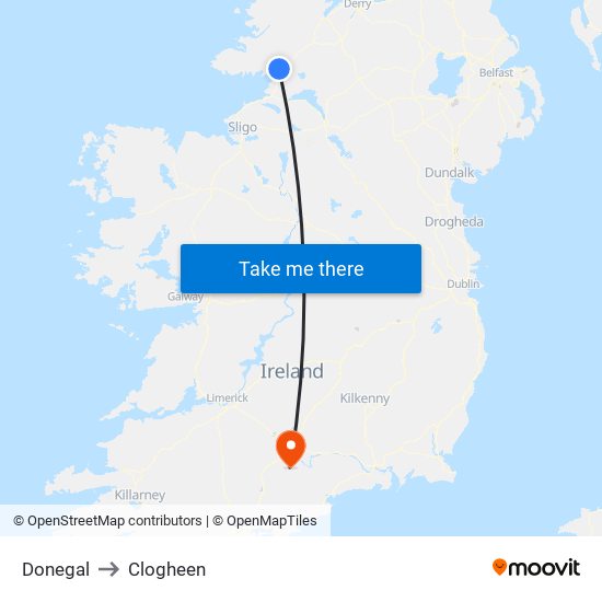 Donegal to Clogheen map