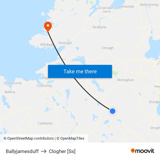 Ballyjamesduff to Clogher [Ss] map