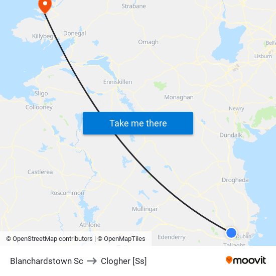 Blanchardstown Sc to Clogher [Ss] map