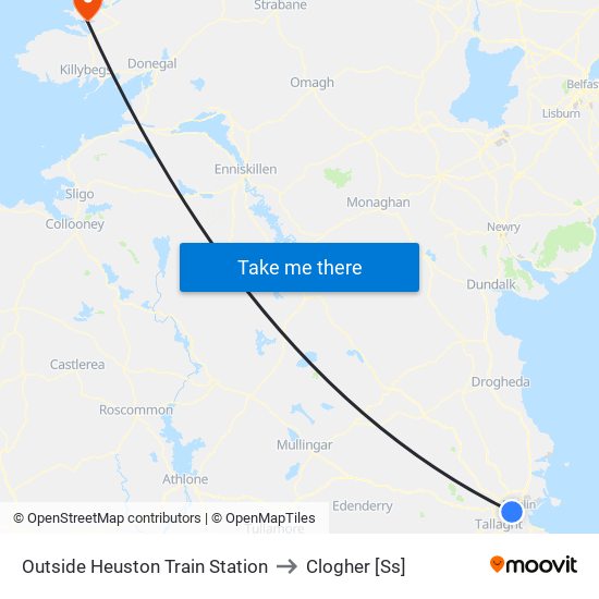 Outside Heuston Train Station to Clogher [Ss] map