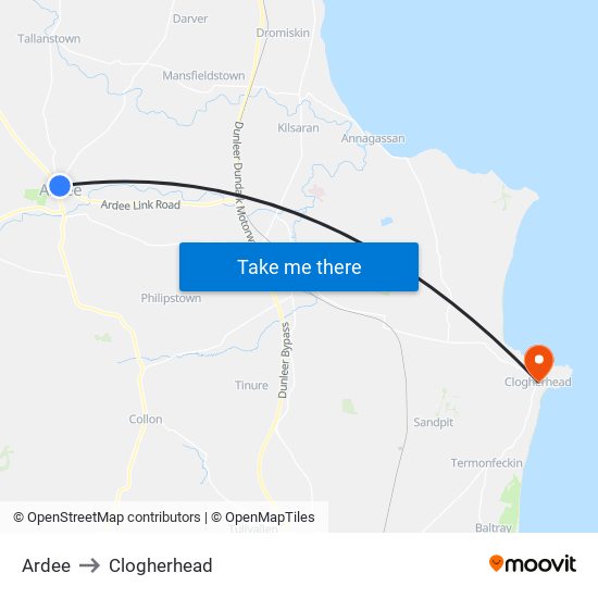 Ardee to Clogherhead map