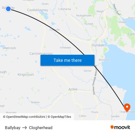 Ballybay to Clogherhead map