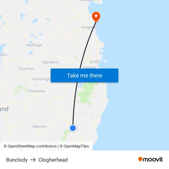 Bunclody to Clogherhead map