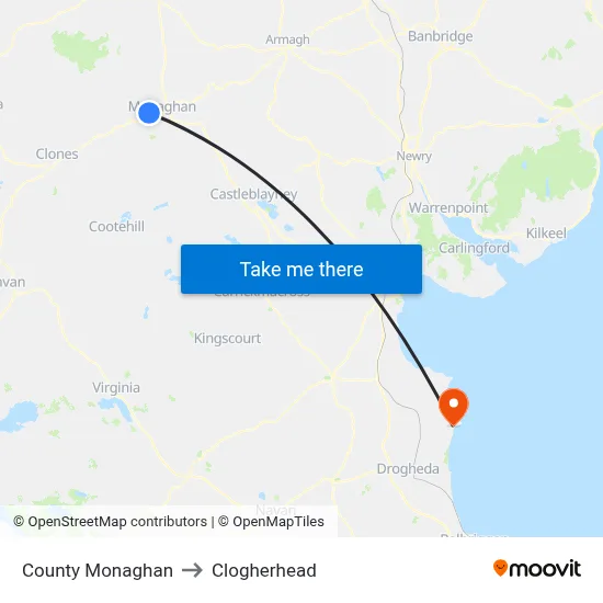 County Monaghan to Clogherhead map