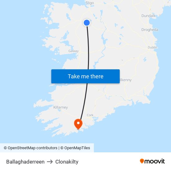 Ballaghaderreen to Clonakilty map
