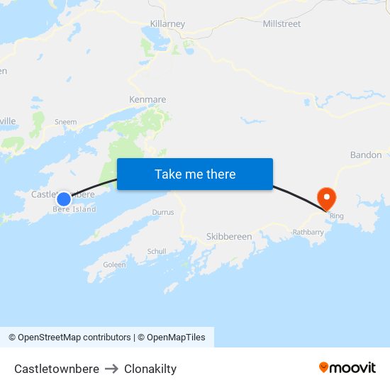 Castletownbere to Clonakilty map