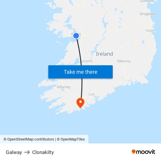 Galway to Clonakilty map