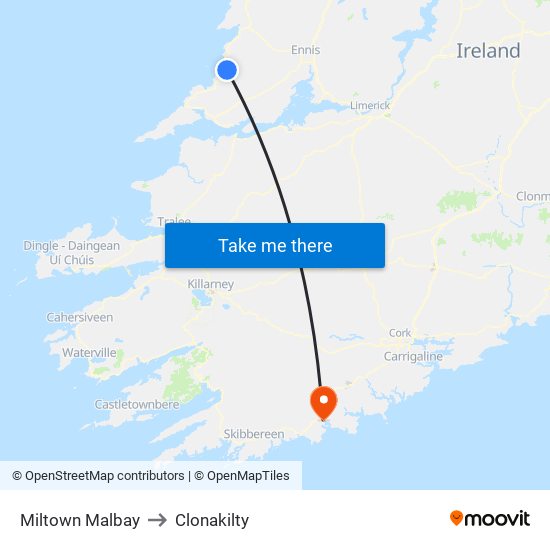 Miltown Malbay to Clonakilty map