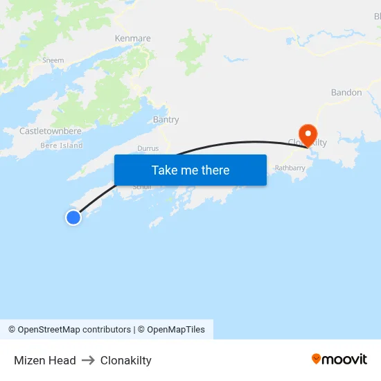 Mizen Head to Clonakilty map