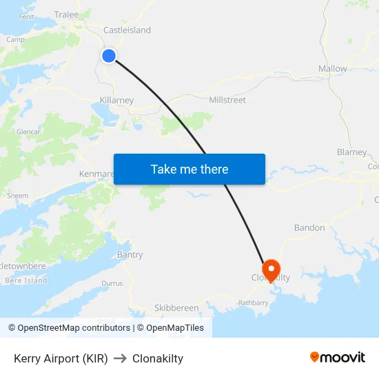 Kerry Airport (KIR) to Clonakilty map
