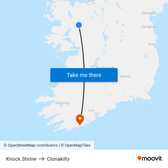 Knock Shrine to Clonakilty map