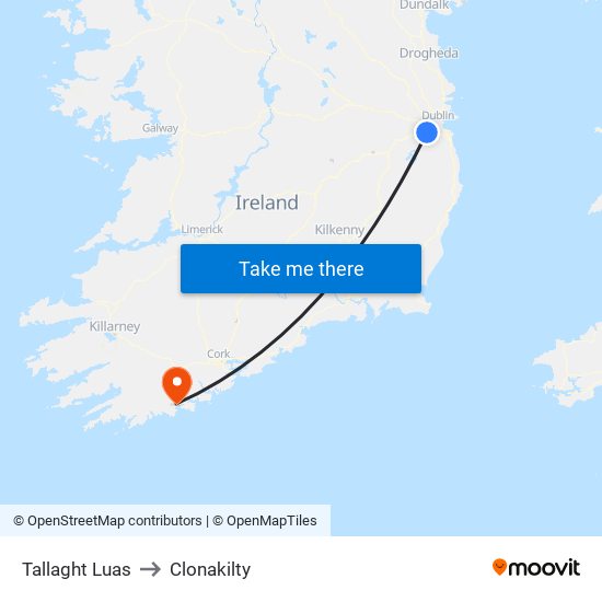 Tallaght Luas to Clonakilty map