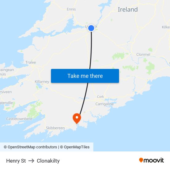 Henry St to Clonakilty map