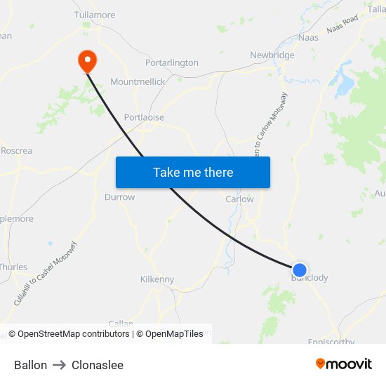 Ballon to Clonaslee map