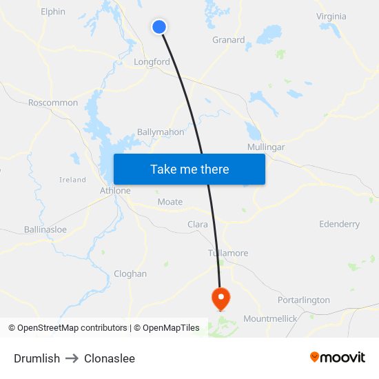 Drumlish to Clonaslee map