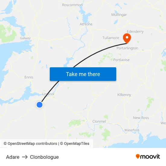 Adare to Clonbologue map