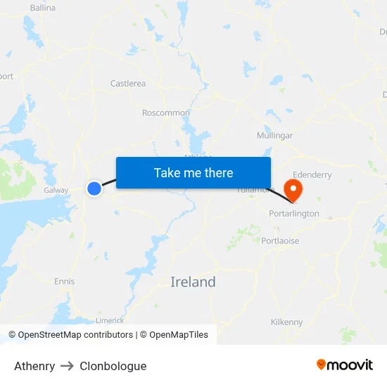 Athenry to Clonbologue map