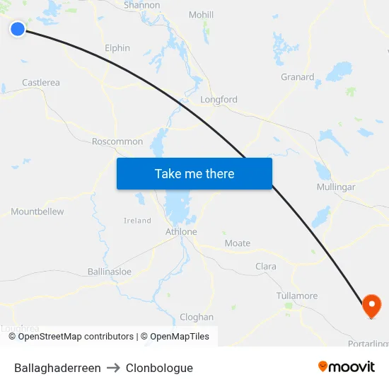 Ballaghaderreen to Clonbologue map