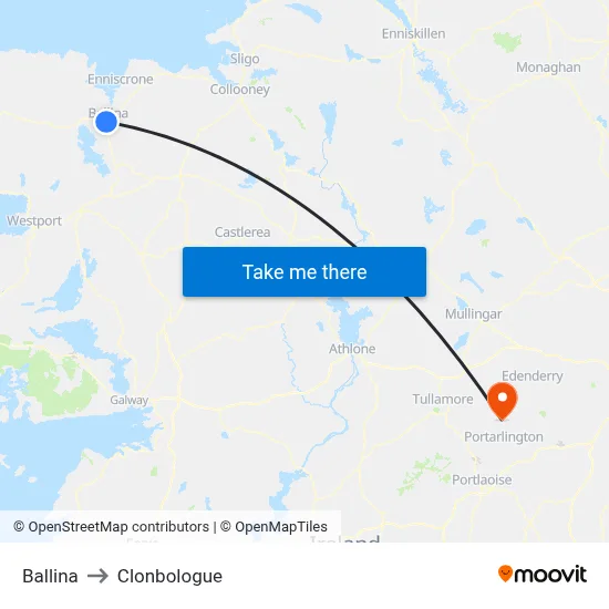 Ballina to Clonbologue map