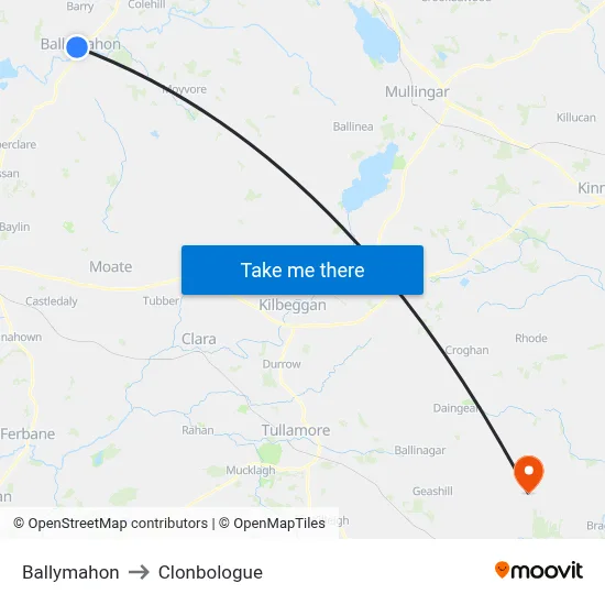 Ballymahon to Clonbologue map