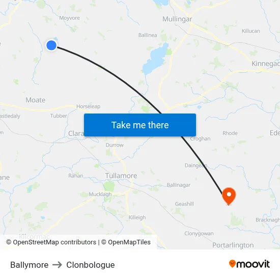 Ballymore to Clonbologue map