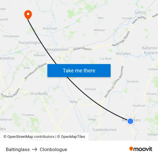 Baltinglass to Clonbologue map